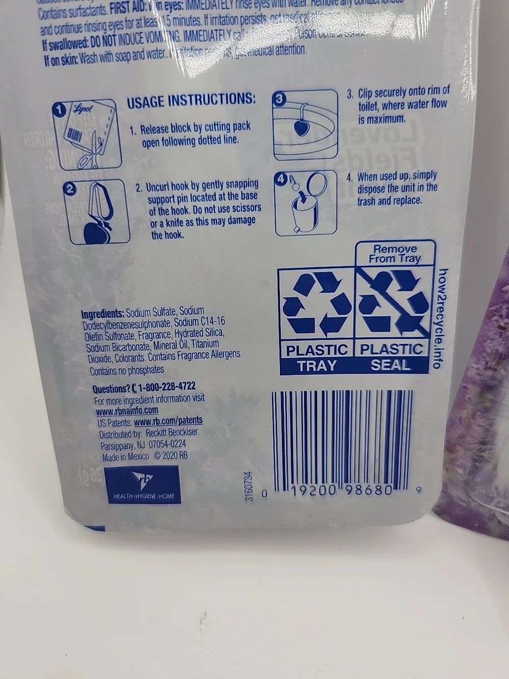 Lysol Lavender Fields Scent Toilet Bowl Cleaner - Purple x2